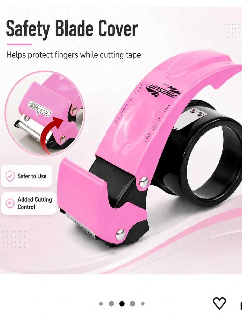 PROSUN Pink Tape Dispenser w Cutter for Shipping